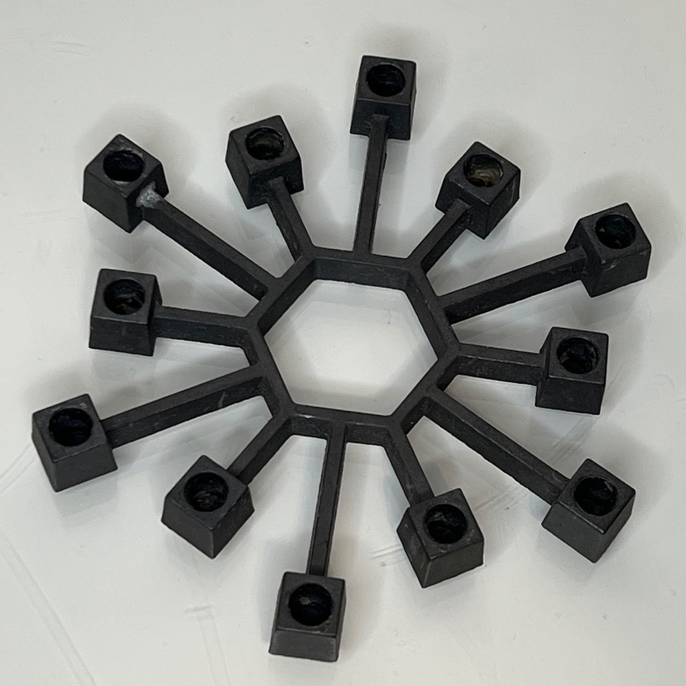 Nordic Denmark PARO Starburst Taper Candle Holder Cast Iron MCM Vintage 4.5 inch